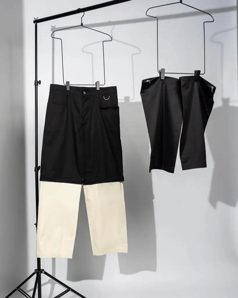 Zip Trousers Black Shadow Double Color Leg